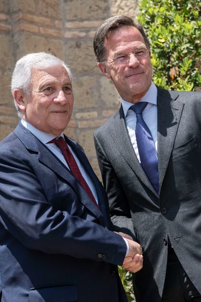 Antonio Tajani, Foreign Affairs Minister of Italy with Mark Rutte, Secretary general of NATO at the “Weimar Plus" Ministerial meeting hosted by the Italian Government at Villa Madama.