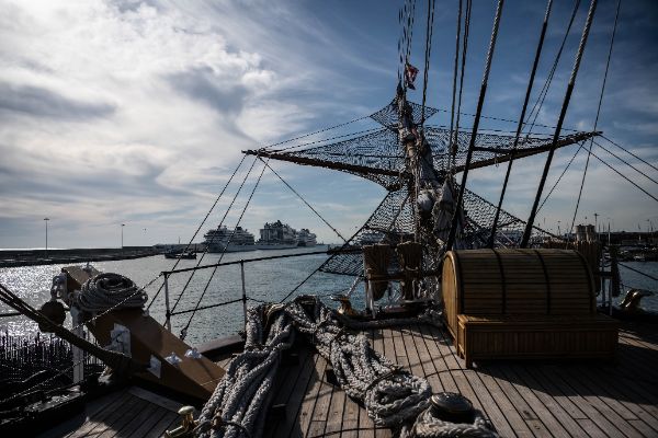 La Nave Amerigo Vespucci in porto a Civitavecchia, 28/5/2025