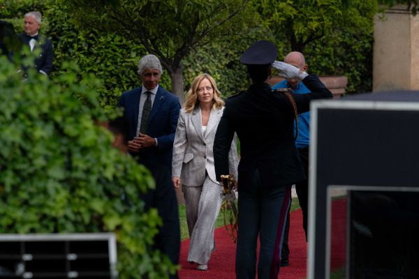 Rome, Italy MAY 26 2025: Giorgia Meloni PM of Italy at the press event for the Naples 38th America’s Cup