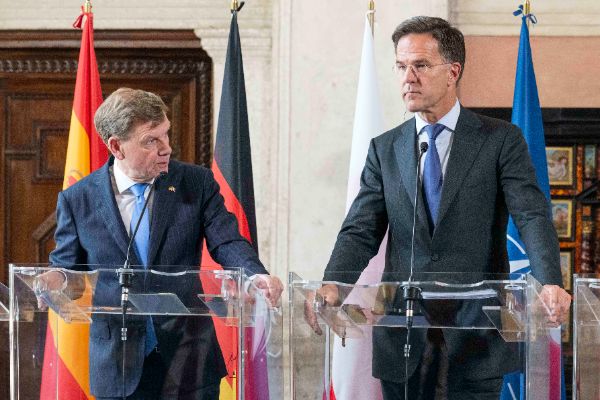 Johann Wadephul, Foreign Affairs Minister of Germany; Mark Rutte, Secretary general of NATO at the “Weimar Plus" Ministerial meeting hosted by the Italian Government at Villa Madama.