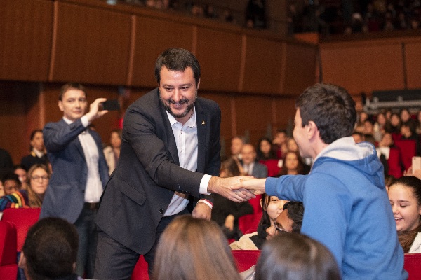 MATTEO SALVINI, sullo sfondo Luca Morisi, Social Media Manager di Salvini