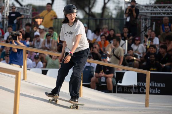 Coco YOSHIZAWA (JPN) skater in action at the Final Stage of the Skateboarding World Cup 2025