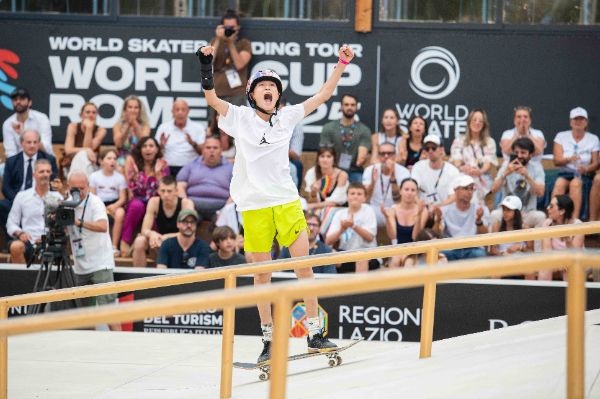 Ginwoo ONODERA (JPN) skater in action at the Final Stage of the Skateboarding World Cup 2025