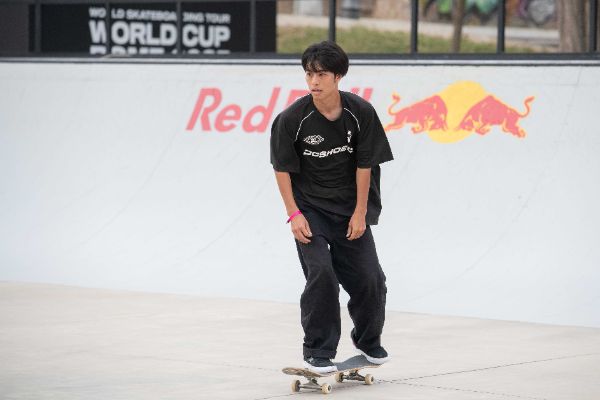 Kairi NETSUKE (JPN) skater in action at the Final Stage of the Skateboarding World Cup 2025