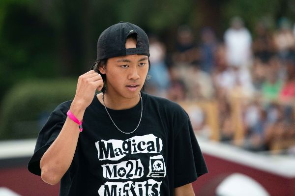 Toa SASAKI (JPN) skater in action at the Final Stage of the Skateboarding World Cup 2025