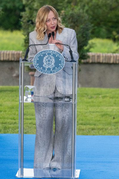 Rome, Italy MAY 26 2025: Giorgia Meloni PM of Italy at the press event for the Naples 38th America’s Cup