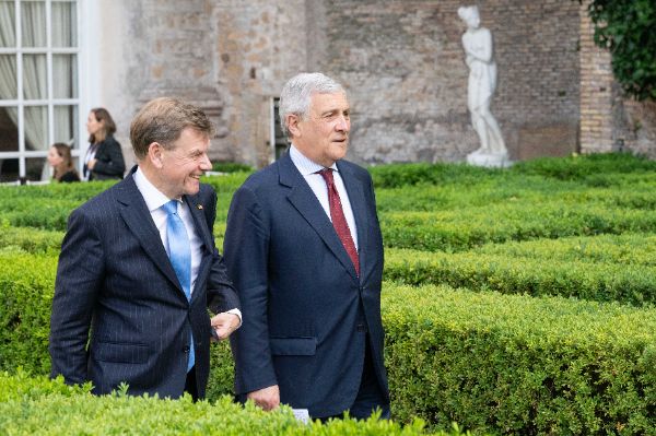 Johann Wadephul, Foreign Affairs Minister of Germany and Antonio Tajani, Foreign Affairs Minister of Italy at the “Weimar Plus" Ministerial meeting hosted by the Italian Government at Villa Madama.