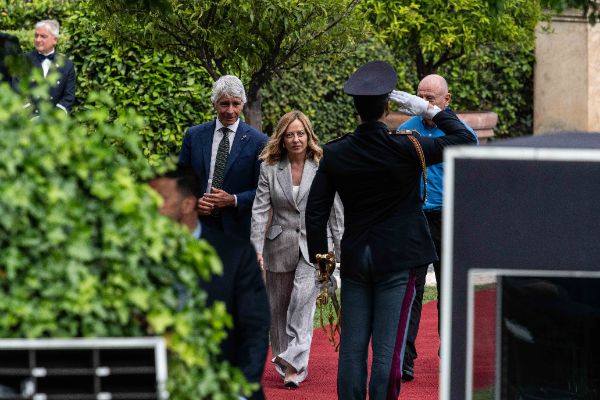 Rome, Italy MAY 26 2025: Giorgia Meloni PM of Italy at the press event for the Naples 38th America’s Cup