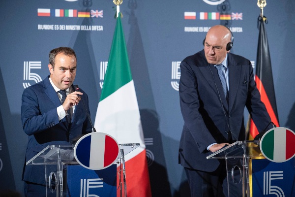 Sebastien Lecornu, French Minister of the Armed Forces and Guido Crosetto, Italian Minister of Defence