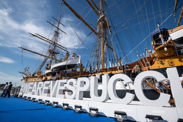 La Nave Amerigo Vespucci in porto a Civitavecchia, 28/5/2025