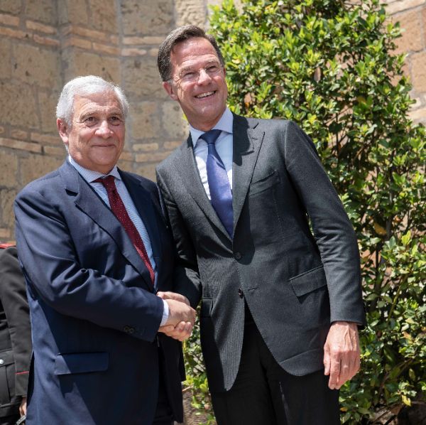Antonio Tajani, Foreign Affairs Minister of Italy with Mark Rutte, Secretary general of NATO at the “Weimar Plus" Ministerial meeting hosted by the Italian Government at Villa Madama.