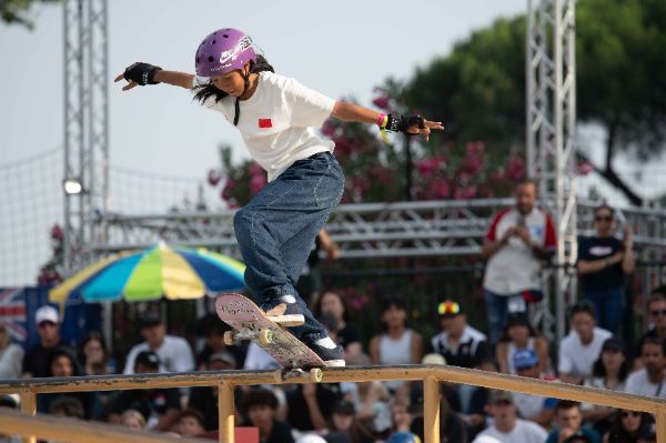 Chenxi CUI (CHN) skater in action at the Final Stage of the Skateboarding World Cup 2025