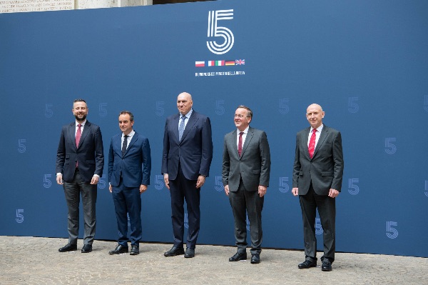 Polish Defence Minister Wladyslaw Kosiniak-Kamysz, French Minister of the Armed Forces Sebastien Lecornu, Italian Minister of Defence Guido Crosetto, German Minister of Defence Boris Pistorius and British Defence Secretary John Healey