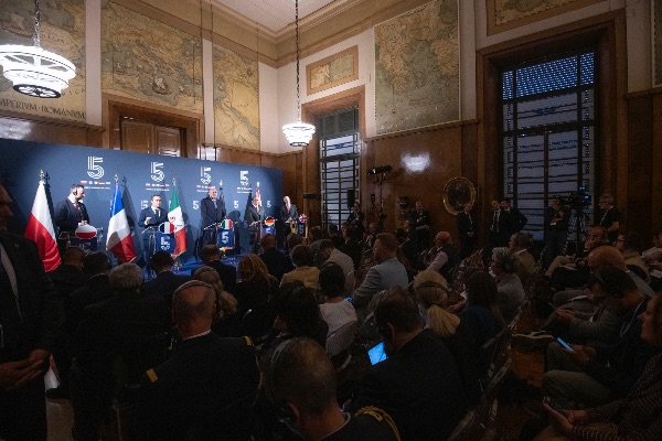 Polish Defence Minister Wladyslaw Kosiniak-Kamysz, French Minister of the Armed Forces Sebastien Lecornu, Italian Minister of Defence Guido Crosetto, German Minister of Defence Boris Pistorius and British Defence Secretary John Healey