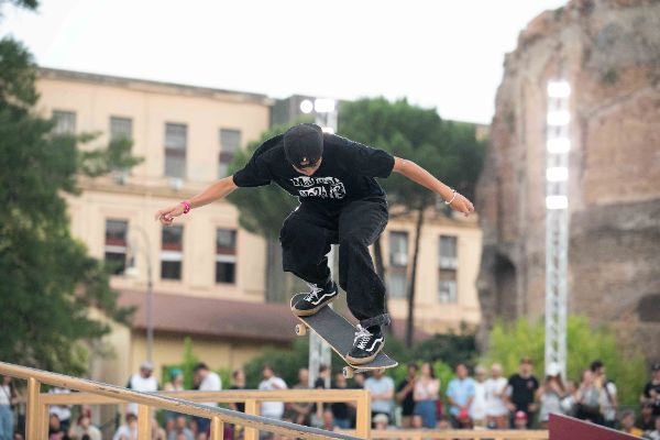 Toa SASAKI (JPN) skater in action at the Final Stage of the Skateboarding World Cup 2025