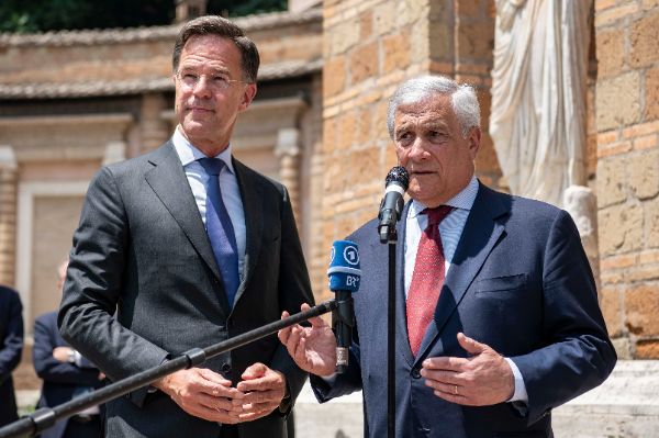 Antonio Tajani, Foreign Affairs Minister of Italy with Mark Rutte, Secretary general of NATO at the “Weimar Plus" Ministerial meeting hosted by the Italian Government at Villa Madama.