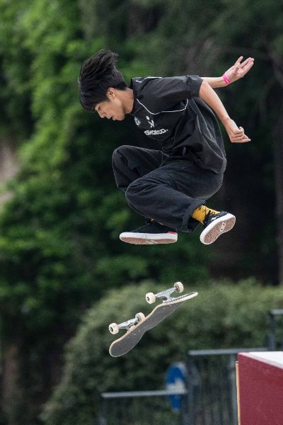 Kairi NETSUKE (JPN) skater in action at the Final Stage of the Skateboarding World Cup 2025
