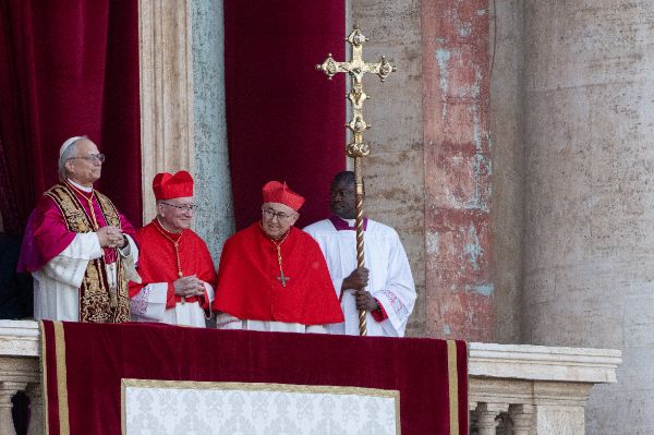 Newly elected Pope Leo XIV, Leone 14esimo, Robert Francis Prevost appears on St. Peter’s Basilica balcony after the Conclave vote