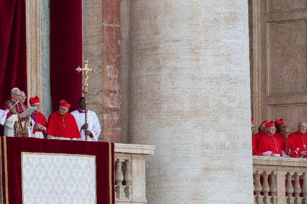 Newly elected Pope Leo XIV, Leone 14esimo, Robert Francis Prevost appears on St. Peter’s Basilica balcony after the Conclave vote